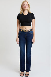 Women's Mid Rise Belted Bootcut Jeans