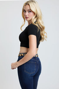 Women's Mid Rise Belted Bootcut Jeans