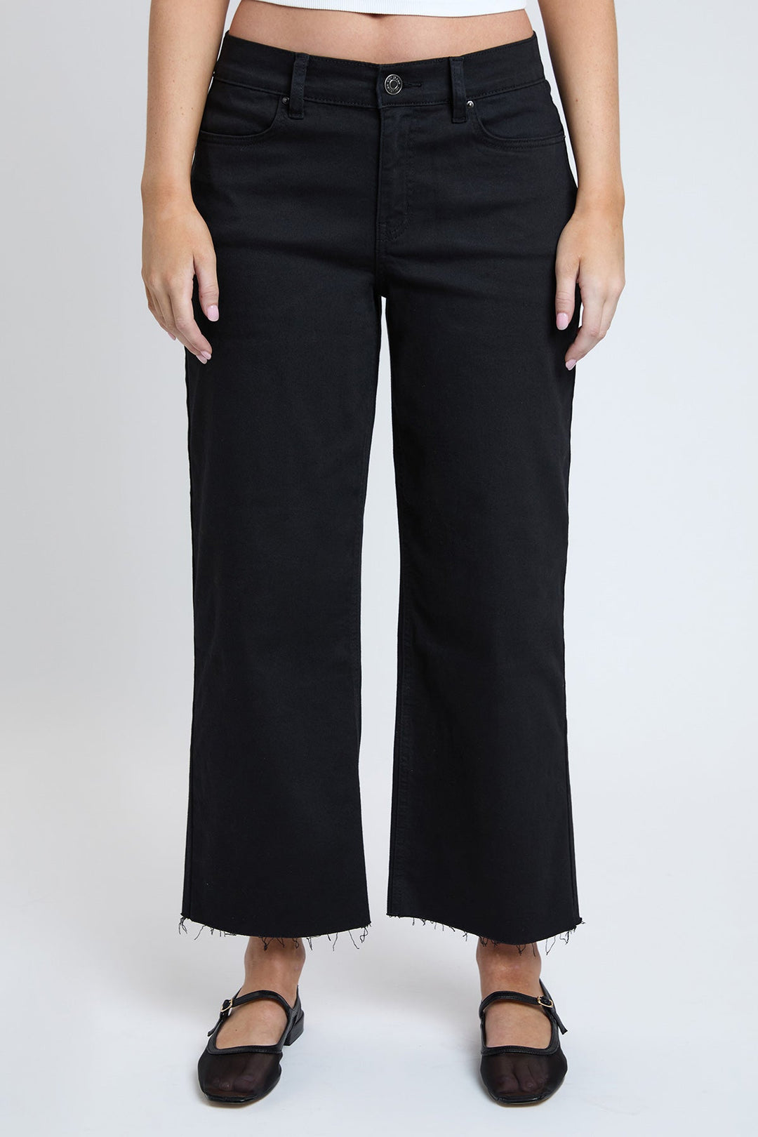 Women's High Rise Cropped Trouser Jeans Wide Leg Fit