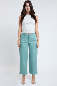 Women's High Rise Cropped Trouser Jeans Wide Leg Fit
