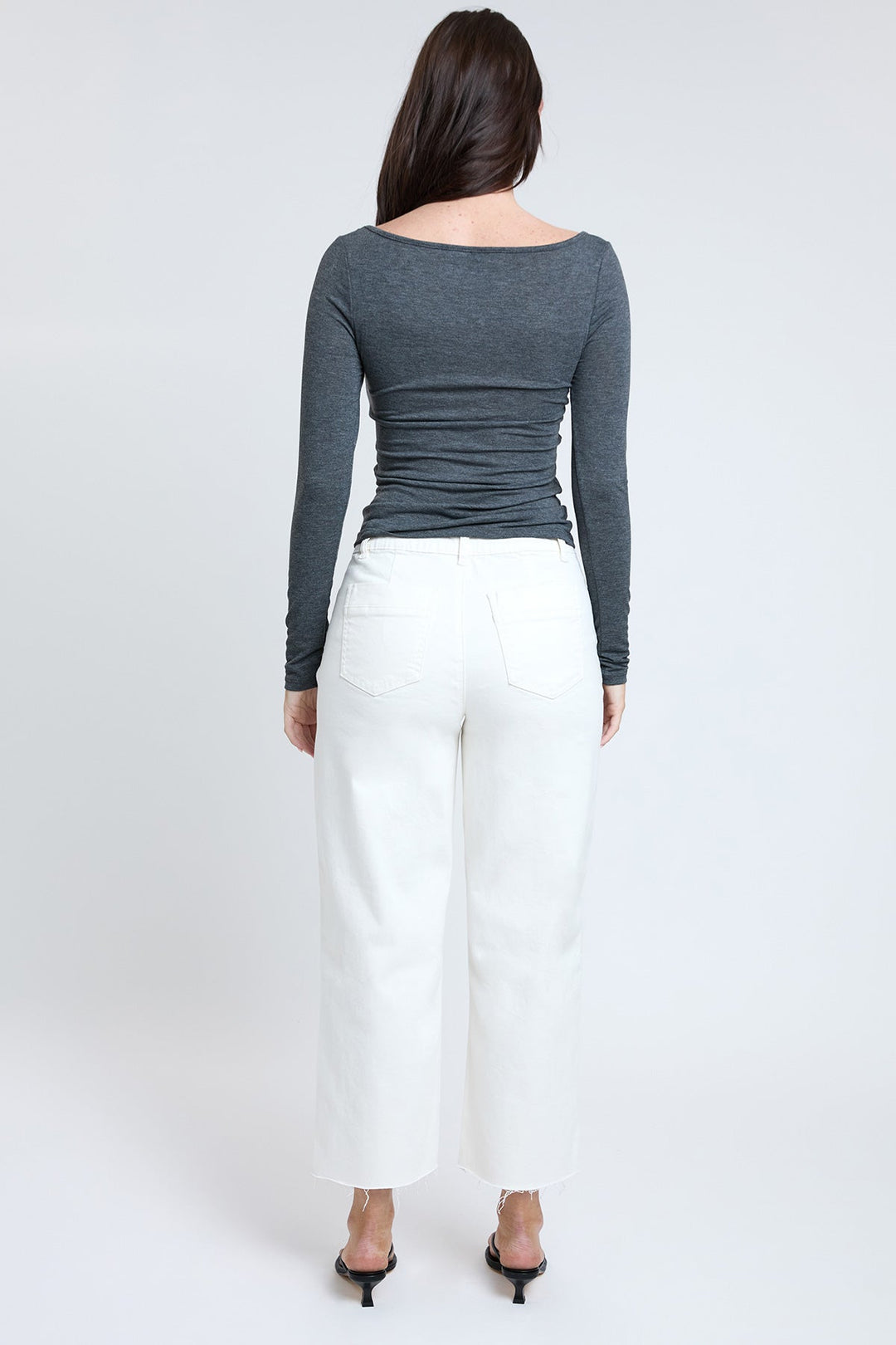 Women's High Rise Cropped Trouser Jeans Wide Leg Fit