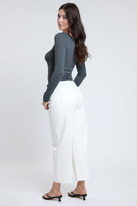 Women's High Rise Cropped Trouser Jeans Wide Leg Fit