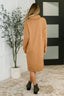 Personal Assistant Turtleneck Dress in Deep Camel