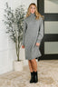Personal Assistant Turtleneck Dress in Grey