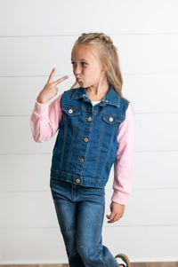 Pink Hooded Denim Jacket