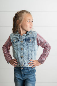 Pink Sequin Denim Jacket