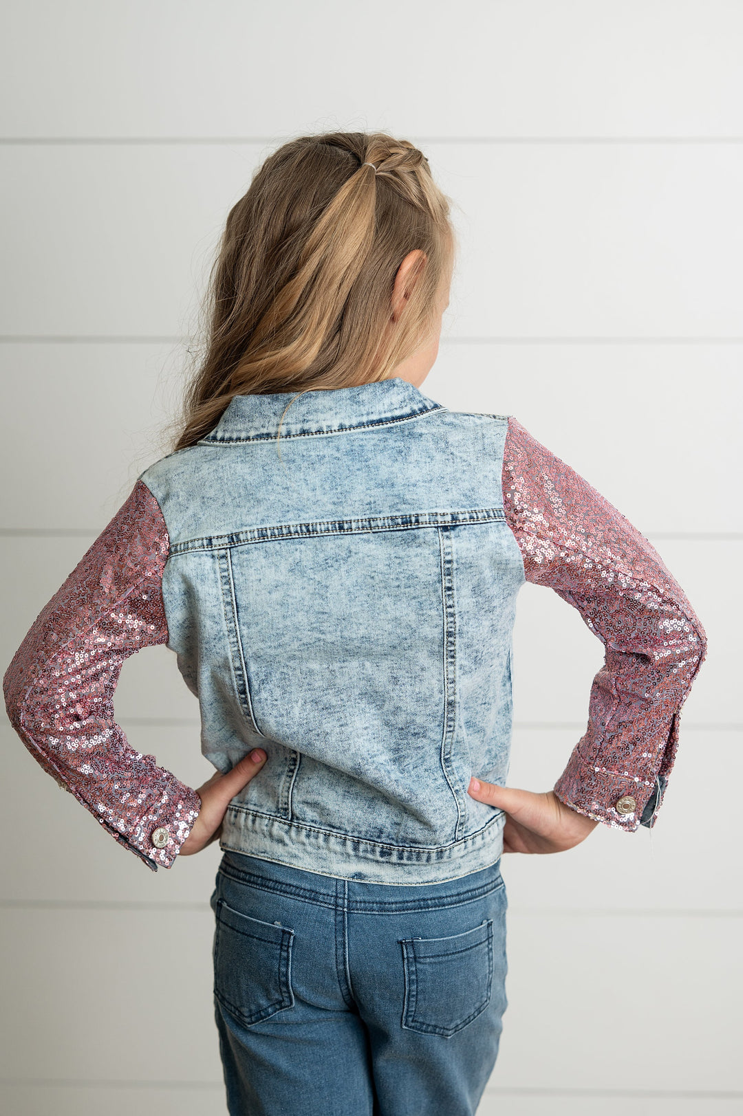 Pink Sequin Denim Jacket