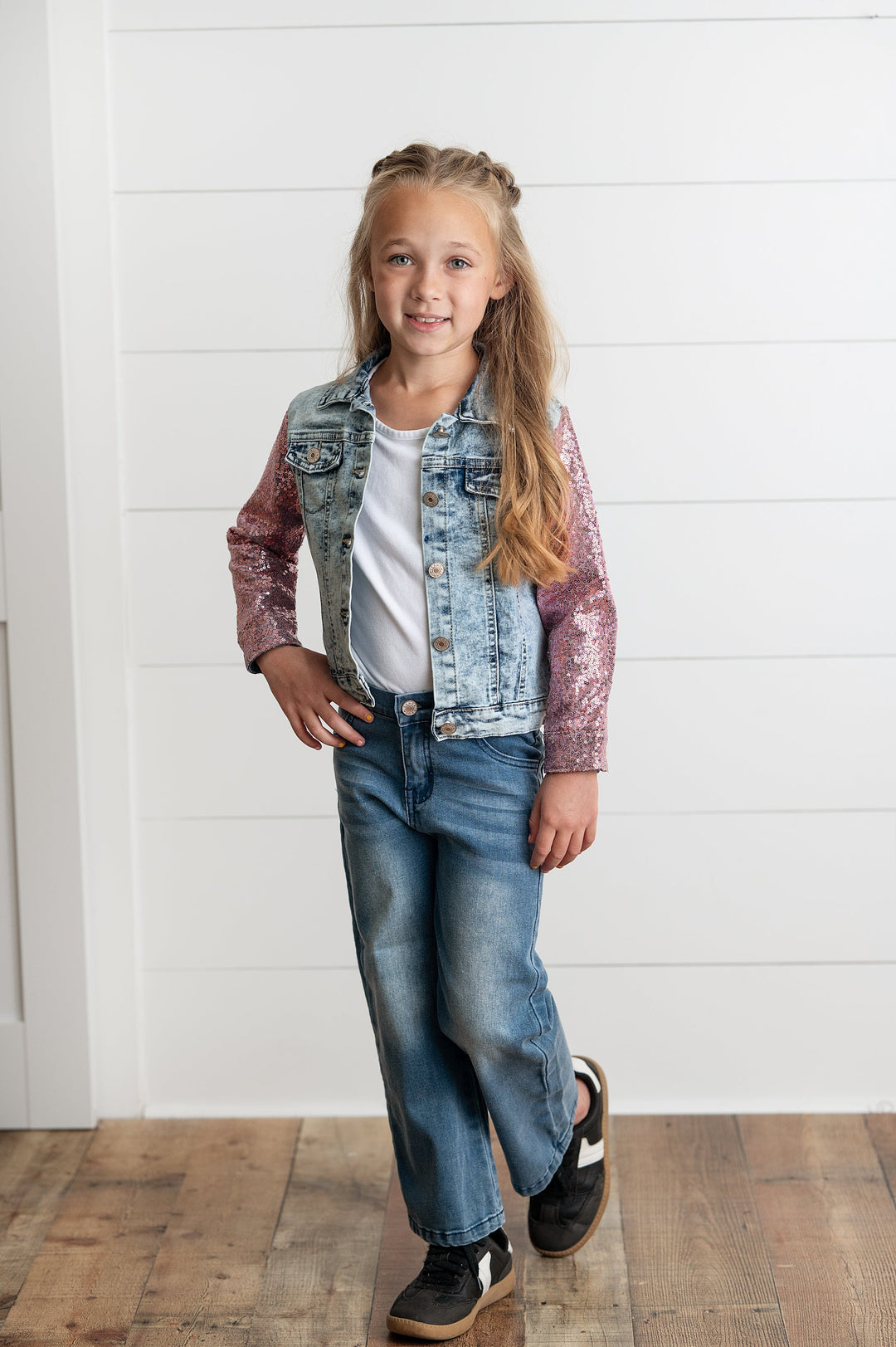 Pink Sequin Denim Jacket