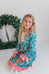 Pink Teal Nutcracker Lounge Gown