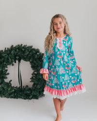 Pink Teal Nutcracker Lounge Gown