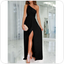 One-Shoulder High Slit Dress: Black - L