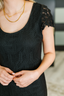 On the Town Lace Scoop Neck Dress in Black