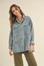 Washed Snap Button Denim Shacket