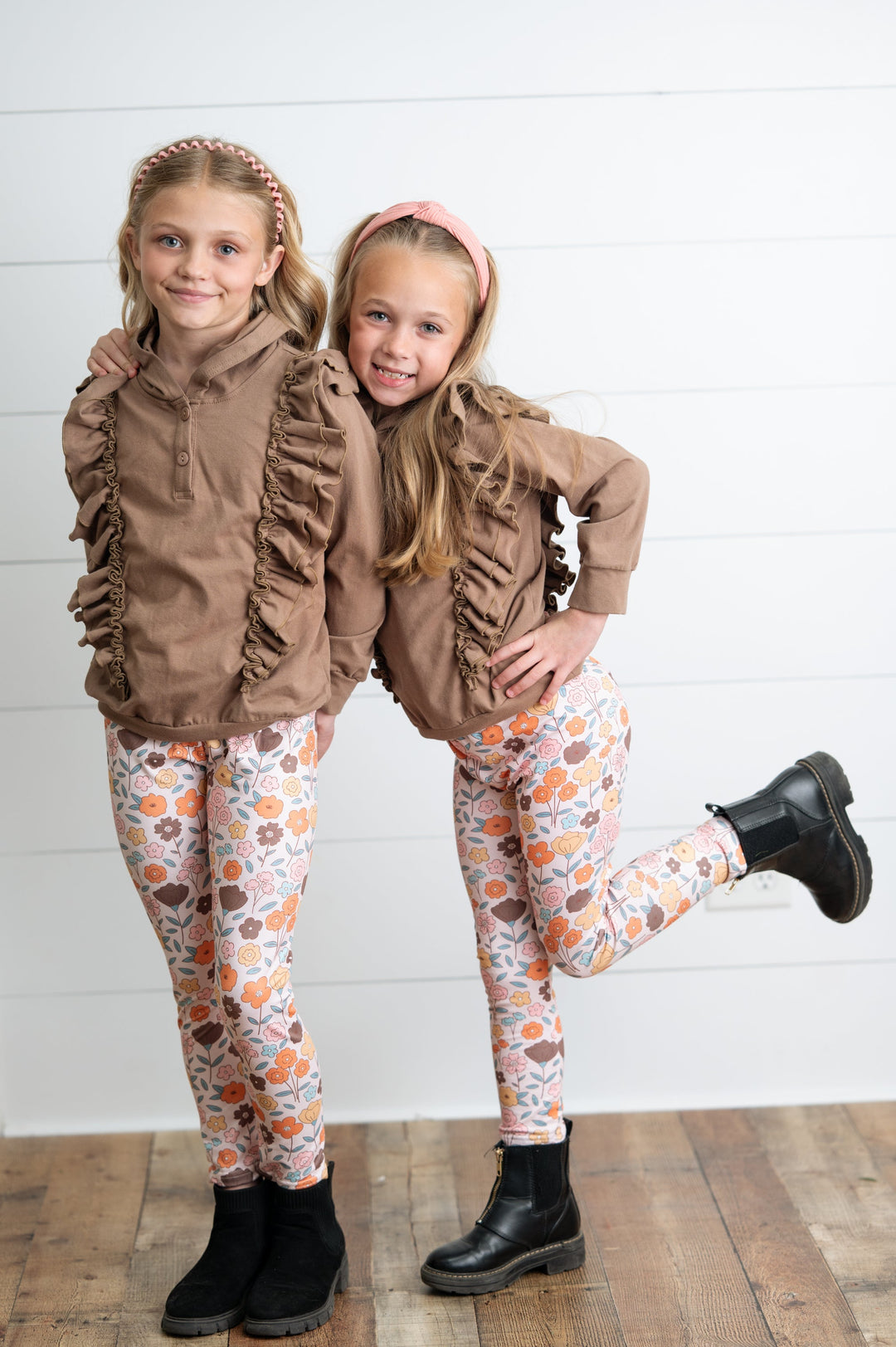 Chocolate Floral Ruffle Sweater Pant Set