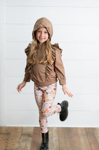 Chocolate Floral Ruffle Sweater Pant Set