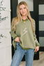 Shock Value V-Neck Sweater in Olive