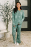 Snowflake Sniffles Pajama Set in Hunter Green
