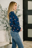 Something in the Air Lettuce Hem Longsleeve Top in Navy