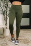 Sunday Splits High Waisted Leggings in Dark Olive