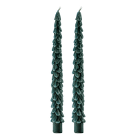 Green Tree Taper Candles - Set of 2