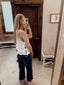 Cotton Tank Top With Side Ties - White