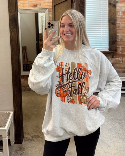 Hello Fall Crewneck: Ash