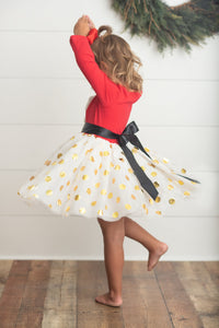 Santa Gold Dot Tulle Dress