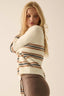 First in Line Striped Split-Neck Collared Sweater