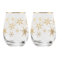 Snowflakes Stemless Wine Glass - Boxed Set of 2