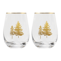 Trees Stemless Wine Glass - Boxed Set of 2