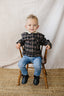 Dark Plaid Hooded Button Up Shirt