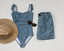 Navy Gingham Women’s One-Piece