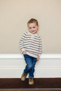 Stripe Button Knit Sweater