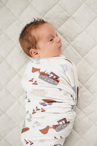 Construction Trucks Bamboo Stretch Swaddle