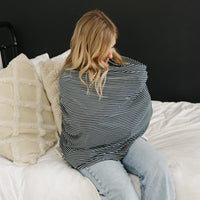 Navy Stripes Ribbed Bamboo Multi-Use Cover