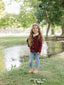Burgundy Cable Knit Cardigan