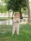 Taupe Ruffle Knit Overalls