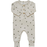 Floral Long Sleeve Button Romper