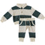 Green Stripe Collared French Terry Set