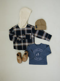 Plaid Hooded Button Up Shirt