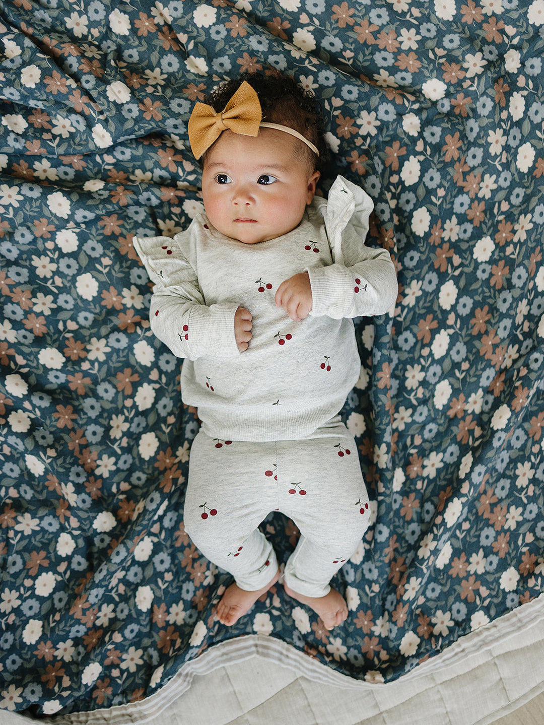 Cherry Ruffle French Terry Set