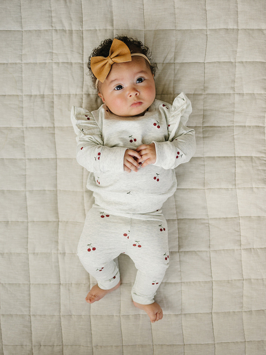 Cherry Ruffle French Terry Set