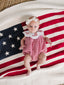 Gingham Flag Smocked Bubble Romper