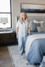 Women's Light Blue Gingham Lounge Set