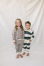 Green Stripe Collared French Terry Set
