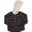 Dark Plaid Hooded Button Up Shirt