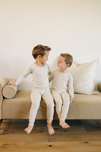 Taupe Stripe Ribbed Bamboo Cozy Set