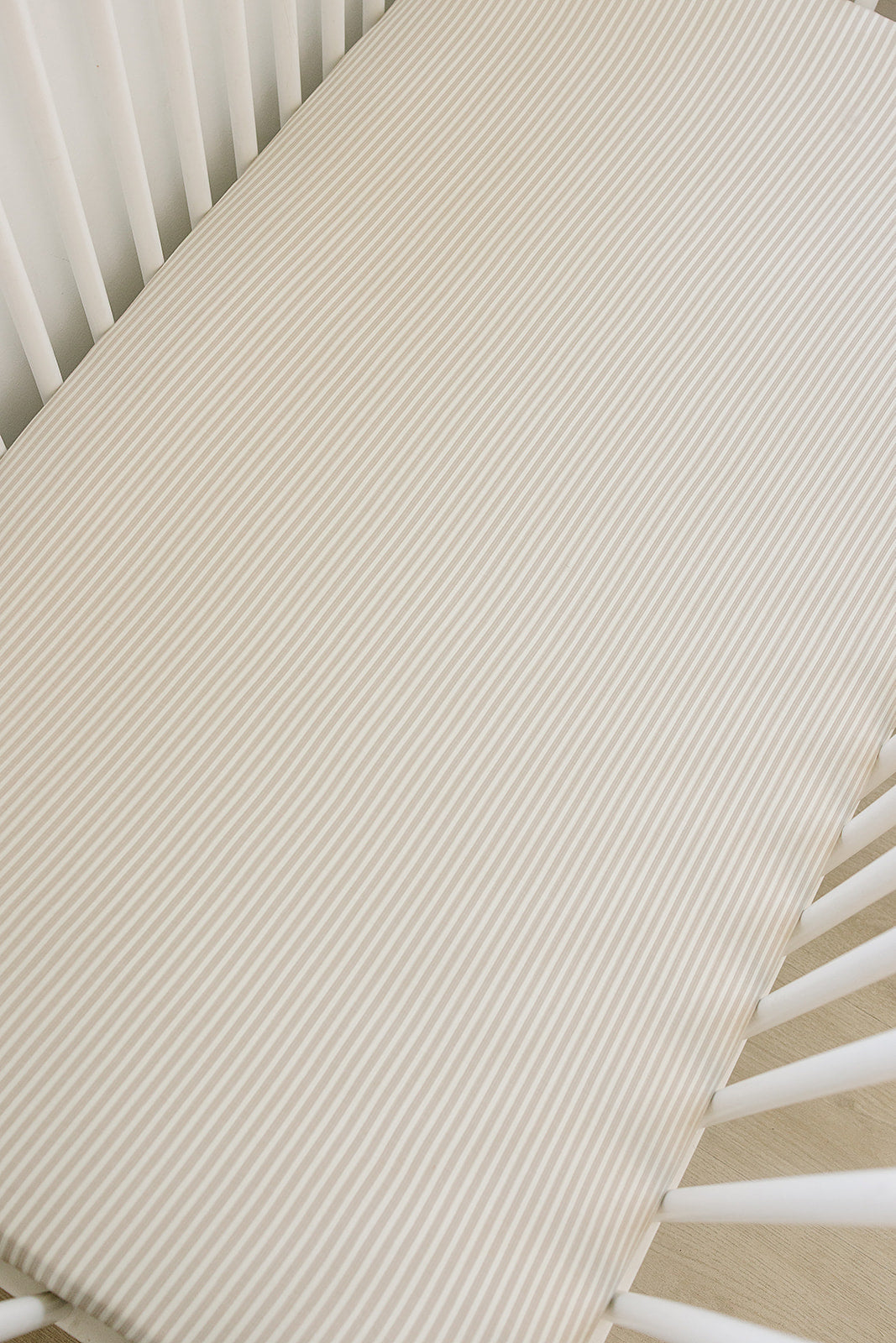 Taupe Stripe Ribbed Bamboo Stretch Crib Sheet