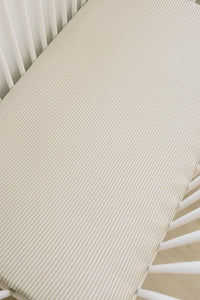 Taupe Stripe Ribbed Bamboo Stretch Crib Sheet