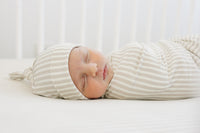 Taupe Stripe Ribbed Bamboo Stretch Swaddle